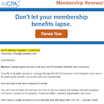 AICPA Number Renew Now Email